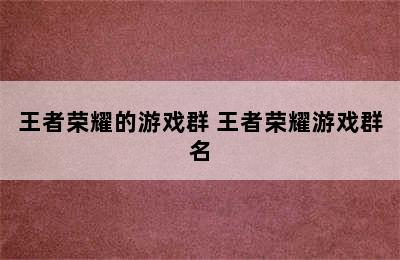 王者荣耀的游戏群 王者荣耀游戏群名